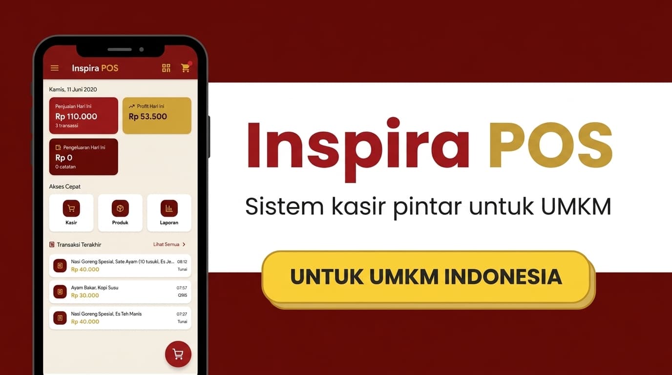 Tampilan aplikasi kasir Inspira POS